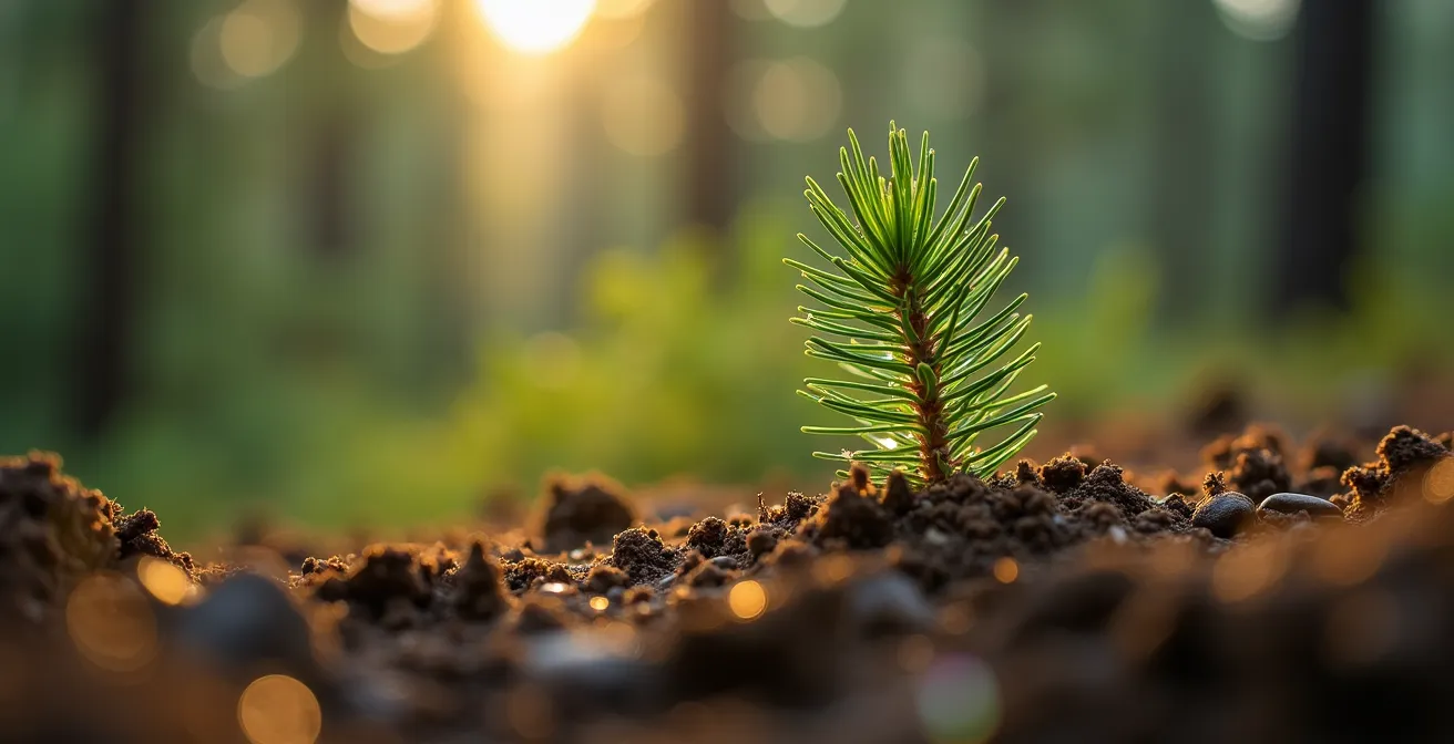 Plantation d'arbres dans la forêt boréale québécoise pour la compensation carbone