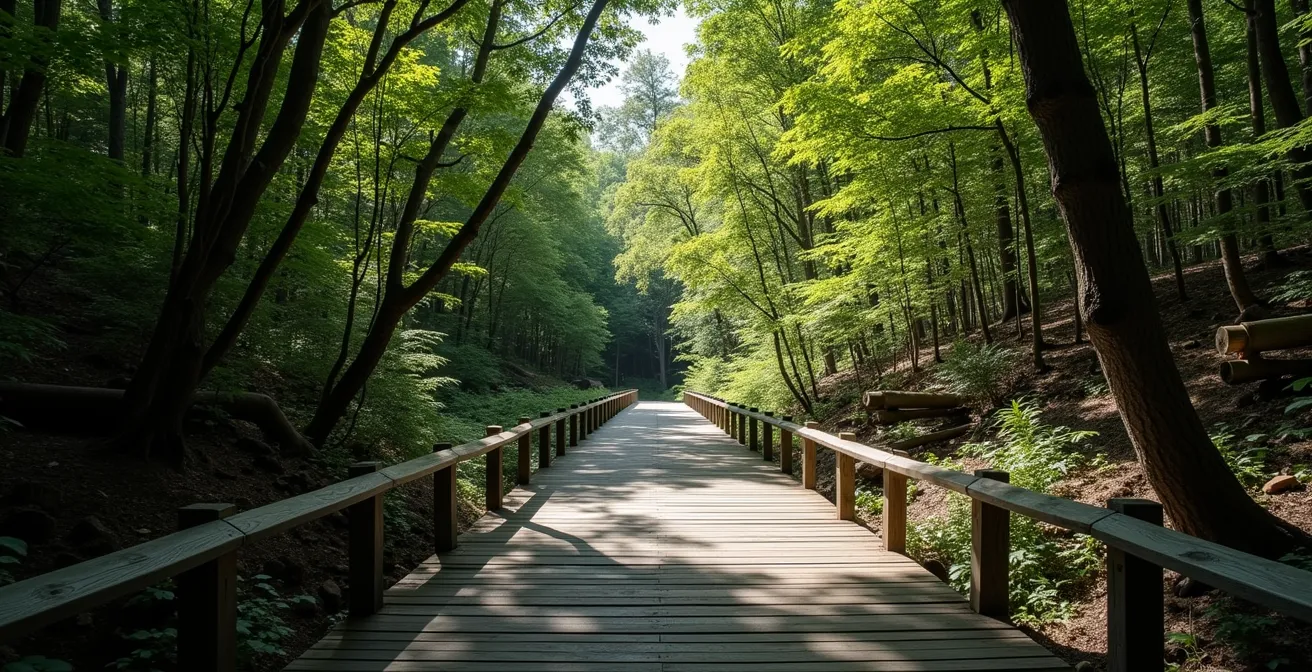Contraste visuel entre une réserve écologique fermée et un parc national avec sentiers aménagés