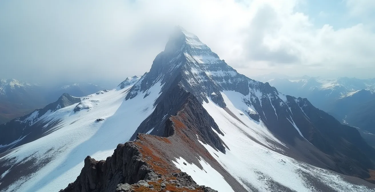 Sommet des Chic-Chocs avec conditions mixtes glace et première neige