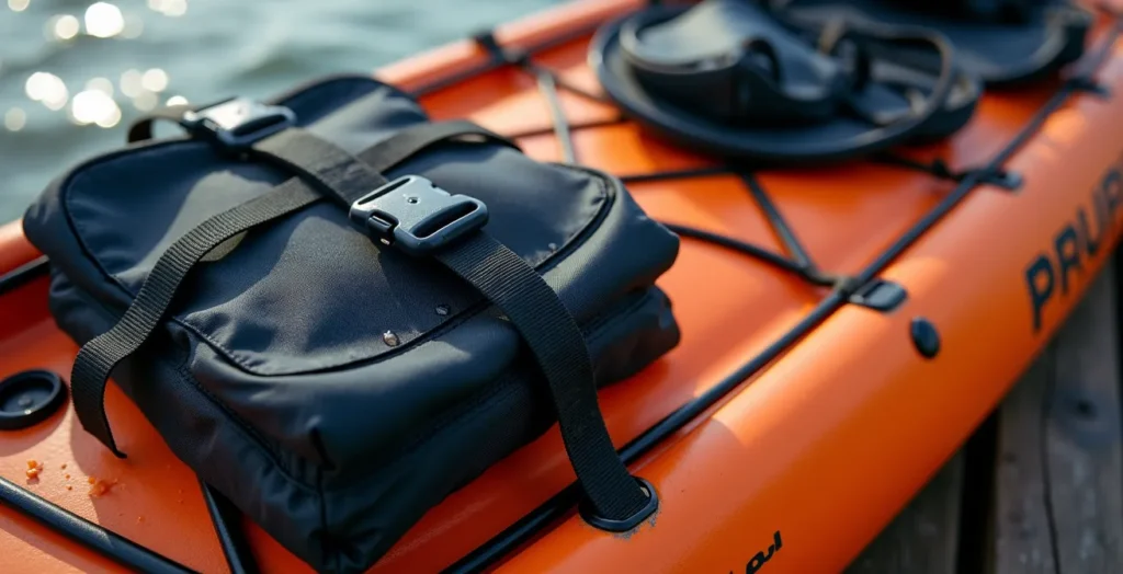 Équipement de kayak professionnel de haute qualité disposé sur un quai au Québec